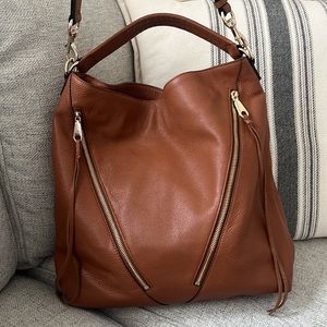 Rebecca Minkoff cognac leather Moto hobo bag